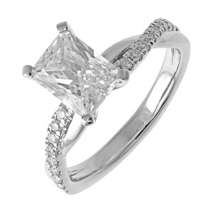 14Kt White Semi Mount 1/5Ctw For 1Ct Radiant Center