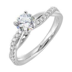 14Kt White Semi Mount 1/5Ctw For 3/4Ctw Round Center