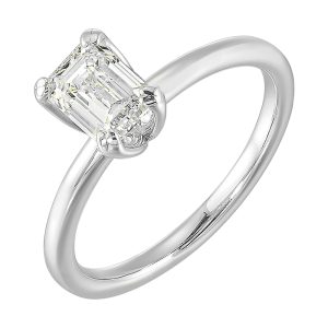 14Kt White Semi Mount For 1Ct Emerald Cut Center