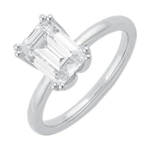 14Kt White Semi Mount For 3Ct Emerald Cut Center