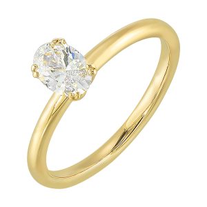 14Kt Yellow Semi Mount For 3/4Ctw Oval Center