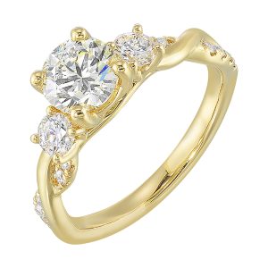 14Kt Yellow Semi Mount 5/8Ctw For 2Ct Round Center