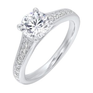 14Kt White Semi Mount 1/4Ctw For 1 1/4Ctw Round Center