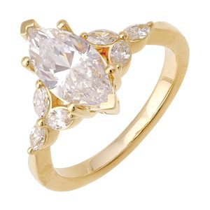 14Kt Yellow Semi Mount 1/3Ctw For 2Ct Marquise Center