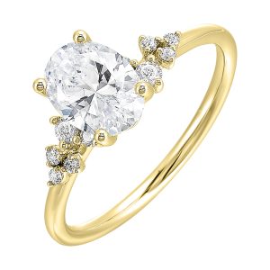 14Kt Yellow Semi Mount 1/8Ctw For 2Ct Oval Center