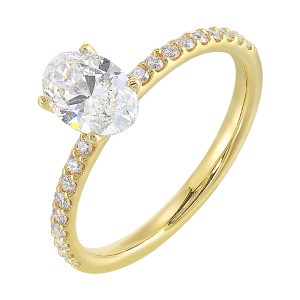 14Kt Yellow Semi Mount 1/5Ctw For 3/4Ctw Oval Center