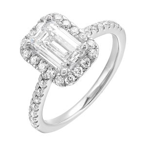 14Kt White Semi Mount 1/2Ctw For 1 1/2Ctw Emerald Cut Center
