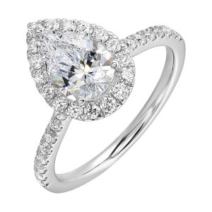 14Kt White Semi Mount 1/2Ctw For 2Ctw Pear Center