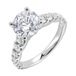 14Kt White Semi Mount 7/8Ctw For 2Ctw Round Center