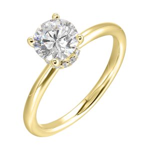 14Kt Yellow Semi Mount 1/7Ctw For 2Ctw Round Center