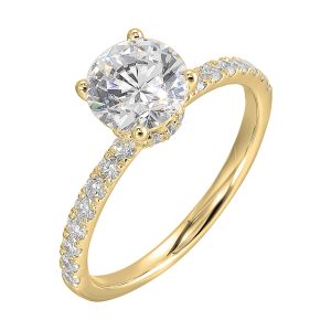 14Kt Yellow Semi Mount 3/8Ctw For 3/4Ctw Round Center