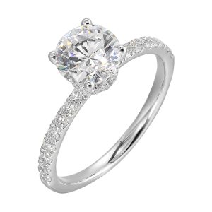 14Kt White Semi Mount 1/2Ctw For 2Ct Round Center