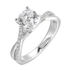 14Kt White Semi Mount 1/7Ctw For 1 1/2Ctw Round Center