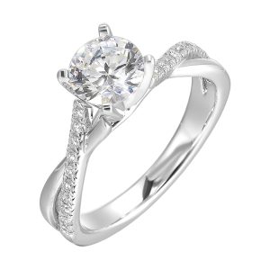 14Kt White Semi Mount 1/7Ctw For 2Ctw Round Center