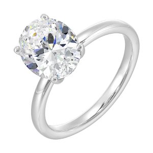 14Kt White Semi Mount 1/10Ctw For 2Ctw Oval Center