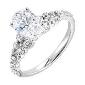 14Kt White Semi Mount 1/2Ctw For 1 1/2Ctw Oval Center