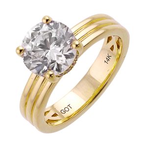 14Kt Yellow Semi Mount 1/10Ctw For 2Ct Round Center