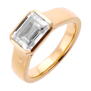 14Kt Yellow Semi Mount For 3Ct Emerald Cut Center