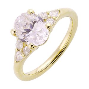 14Kt Yellow Semi Mount 1/4Ctw For 2Ct Oval Center