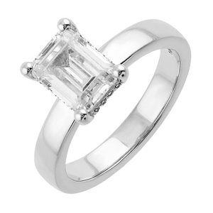14Kt White Semi Mount 1/15Ctw For 2Ct Emerald Cut Center