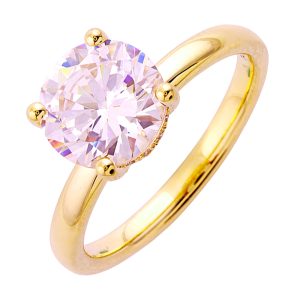 14Kt Yellow Semi Mount 1/10Ctw For 2Ct Round Center