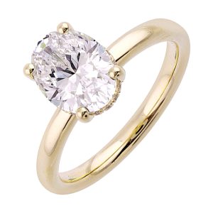 14Kt Yellow Semi Mount 1/10Ctw For 2Ct Oval Center