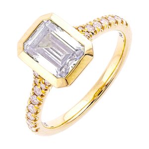 14Kt Yellow Semi Mount 1/5Ctw For 2Ct Emerald Cut Center