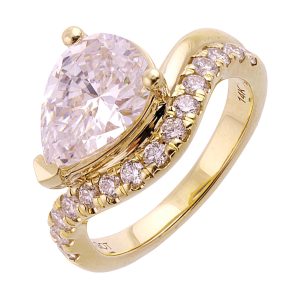 14Kt Yellow Semi Mount 1/2Ctw For 3Ct Pear Center