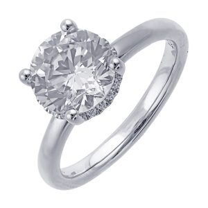 14Kt White Semi Mount 1/12Ctw For 2Ct Round Center