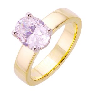 14Kt White Yellow Semi Mount 1/12Ctw For 2Ct Oval Center