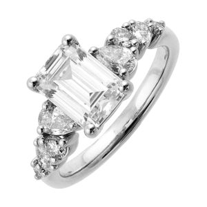 14Kt White Semi Mount 1/2Ctw For 2Ctw Emerald Cut Center