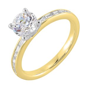 14Kt White Yellow Semi Mount 1/5Ctw For 2Ct Round Center