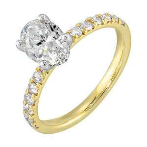14Kt White Yellow Semi Mount 3/8Ctw For 2Ct Oval Center
