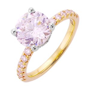14Kt White Yellow Semi Mount 3/8Ctw For 2Ct Round Center