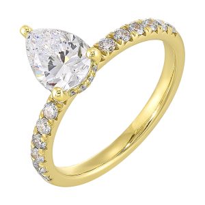 14Kt Yellow Semi Mount 3/8Ctw For 1Ctw Pear Center