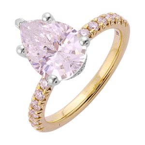14Kt White Yellow Semi Mount 3/8Ctw For 2Ct Pear Center