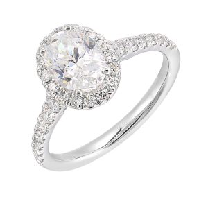 14Kt White Semi Mount 1/2Ctw For 1Ctw Oval Center