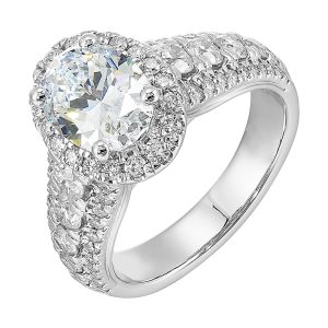 14Kt White Semi Mount 1 1/3Ctw For 2Ctw Oval Center