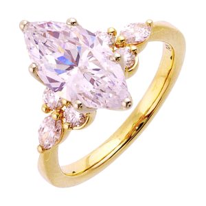 14Kt Yellow Semi Mount 3/8Ctw For 2Ct Marquise Center