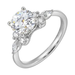 14Kt White Semi Mount 5/8Ctw For 2Ctw Round Center