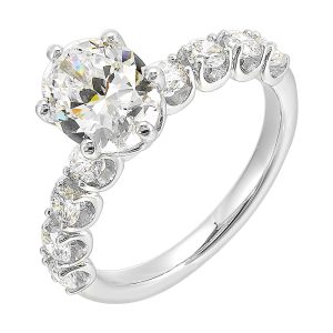 Redefine elegance with a breathtaking solitaire set alongside bigger, bolder diamonds on shank adding a touch of luxury and extra sparkle to your moments.