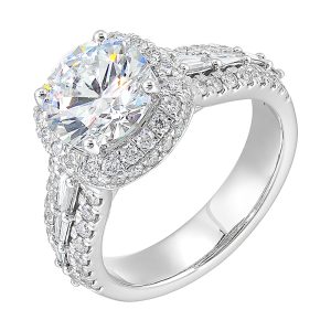 14Kt White Semi Mount 1 1/10Ctw For 2Ctw Round Center