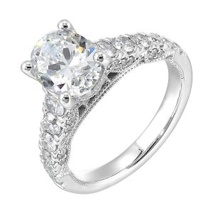 14Kt White Semi Mount 1Ctw For 2Ctw Oval Center