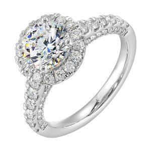 14Kt White Semi Mount 7/8Ctw For 1 1/2Ctw Round Center