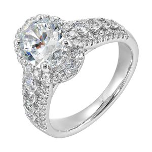 14Kt White Semi Mount 3/4Ctw For 2Ctw Oval Center