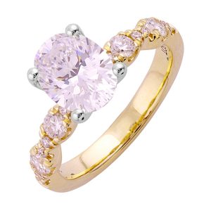 14Kt White Yellow Semi Mount 3/8Ctw For 2Ct Oval Center