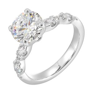14Kt White Semi Mount 3/8Ctw For 1 1/2Ct Round Center