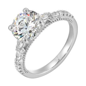 14Kt White Semi Mount 1/3Ctw For 2Ctw Round Center