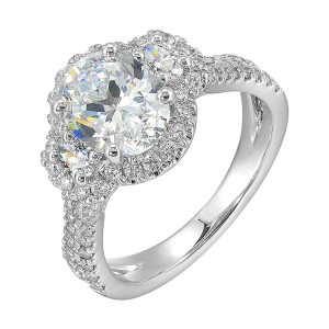 14Kt White Semi Mount 3/4Ctw For 2Ctw Oval Center