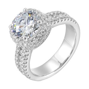 14Kt White Semi Mount 1Ctw For 2Ctw Round Center